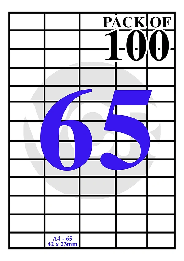 Desmat A4 Sticker Label Sheet Pack- A4ST-65- 100 Sheets