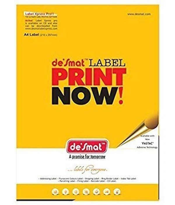 Desmat A4 Sticker Label Sheet Pack- A4ST-8- 100 Sheets