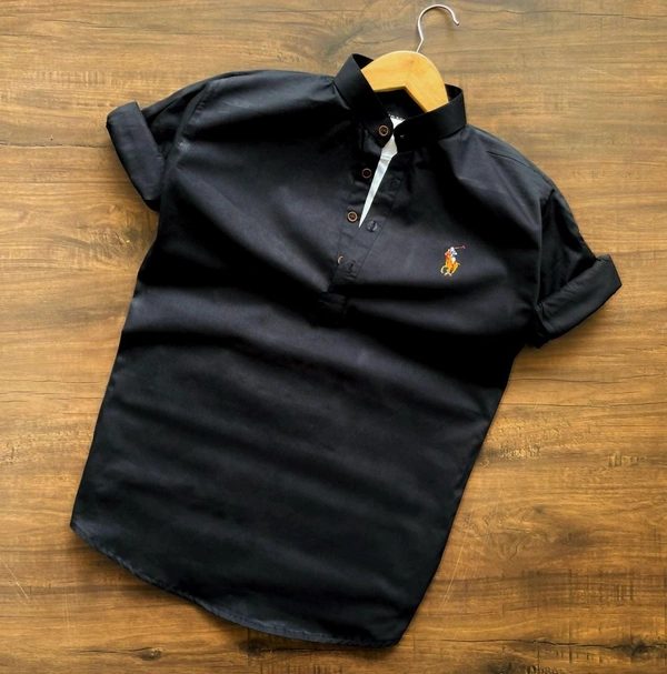 Premium Design Kurta With Ban Collar - Black, L