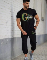 Premium Quality Half Sleever Track Suits Set For Men  - Black, M