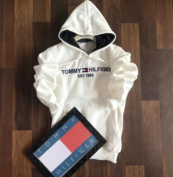 Tommy Hillfigerr Hoodies T Shirts For Men With Cap  - White, M