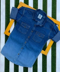 Premium Quality Denim Shirts For Men  - Blue, M