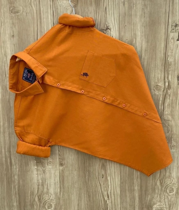 Premium Quality Plain Designed Shirt For Men - Orange, M