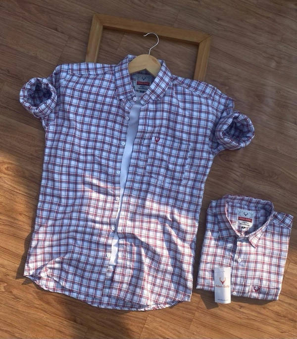 Premium Quality Checked Full Shirt For Men - Navy Blue, M