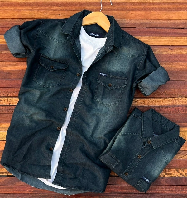 Premium Quality Denim Full Shirt For Men - Black, L