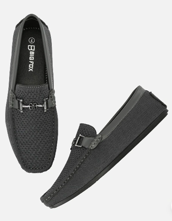 BIG FOX  Grey Mesh &  Synthetic Slip On Loafers  - Gray, 9