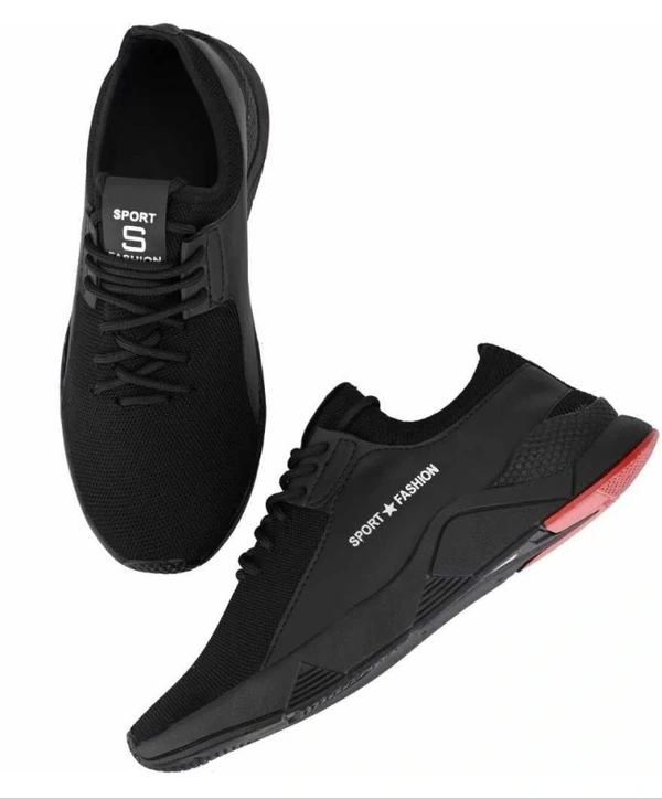Men Latest Collection Stylish Sport Sneakers Running Shoes For Men ( Red & Black )  - 7