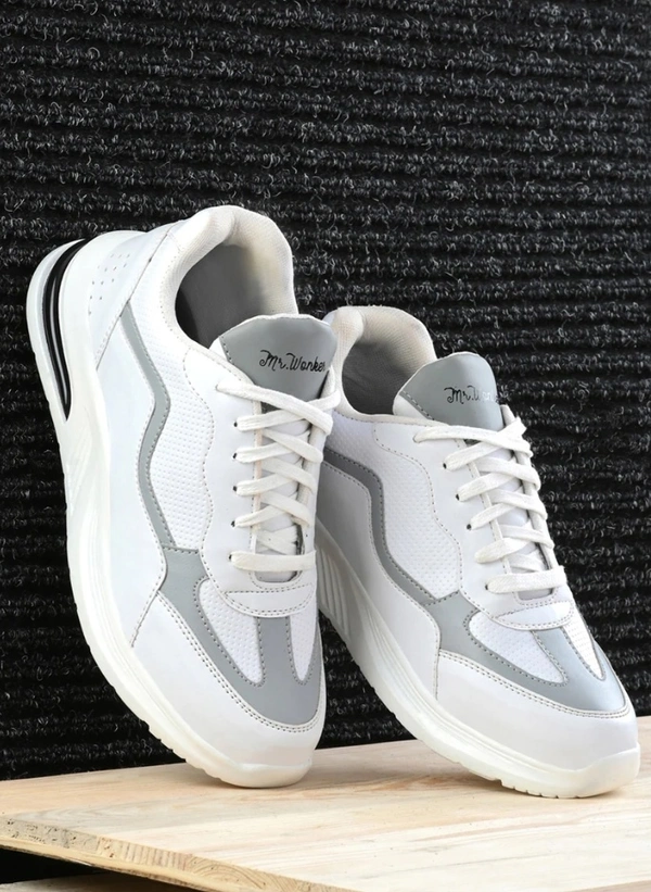 MRWONKER   Men Lace Up Sneakers  - White, 6