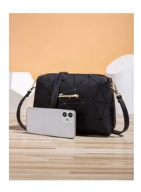 SK Women Black Faux Leather Sling Bag - Black