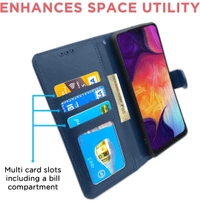 Pikkme Flip Cover for Samsung Galaxy A50 /A50s/A30s (Faux Leather | Blue) - Blue, Free Size