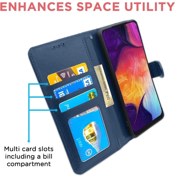 Pikkme Flip Cover for Samsung Galaxy A50 /A50s/A30s (Faux Leather | Blue) - Blue, Free Size