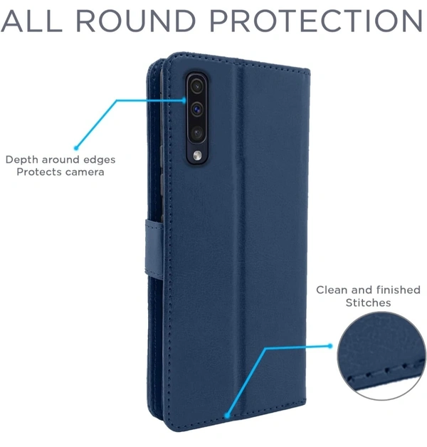 Pikkme Flip Cover for Samsung Galaxy A50 /A50s/A30s (Faux Leather | Blue) - Blue, Free Size