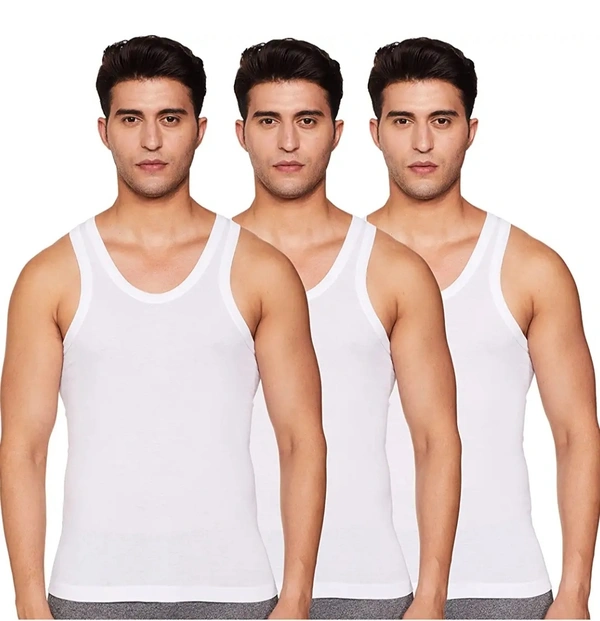 Rupa Frontline Men's Solid Vest (Pack of 3) - White, M