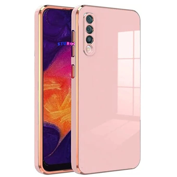 STUDOZ Soft Silicone Electroplated 6D Chrome Flexible Bumper Back Cover Case for Samsung Galaxy A50 / A50S / A30S (Pink) - Free Size
