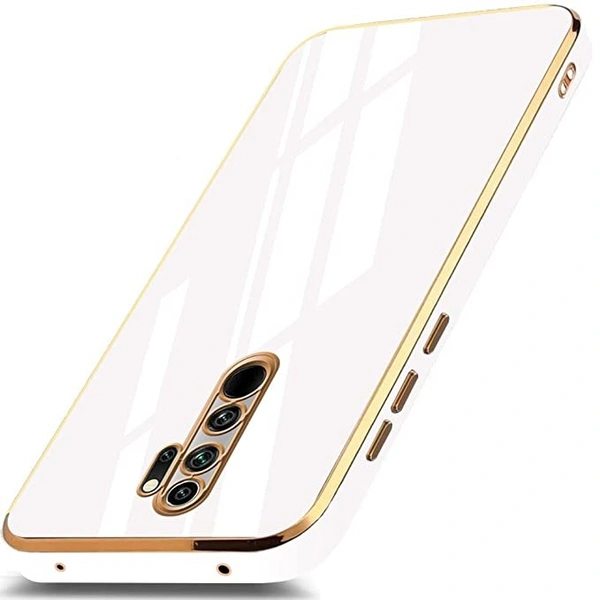 AESTMO Back Case Cover for Redmi Note 8 Pro Back Cover | Gold Electroplating Chrome | Raised Edges | Super Soft-Touch | Bumper Back Case for Redmi Note 8 Pro (Gold & White) - Free Size