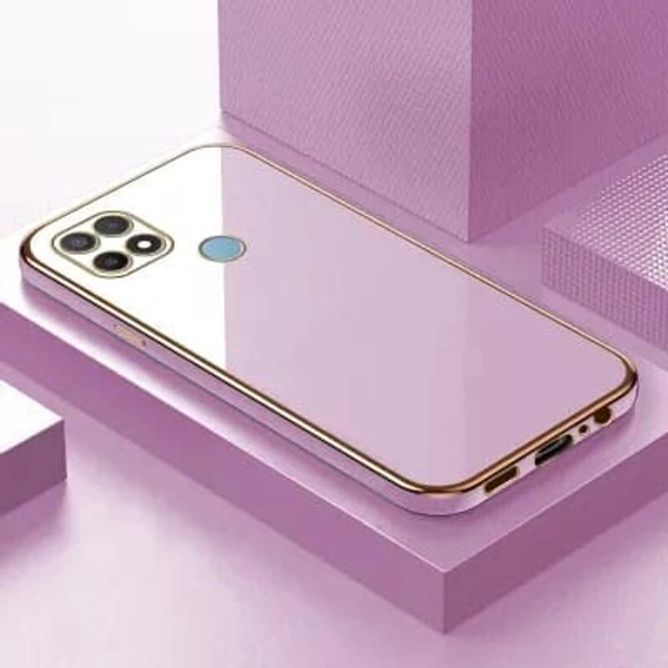 Apurb Store for Oppo A15s Plating Square Gold Frame Phone Case Luxury Soft Silicone Back Cover (for Oppo A15s, Purple) - Free Size