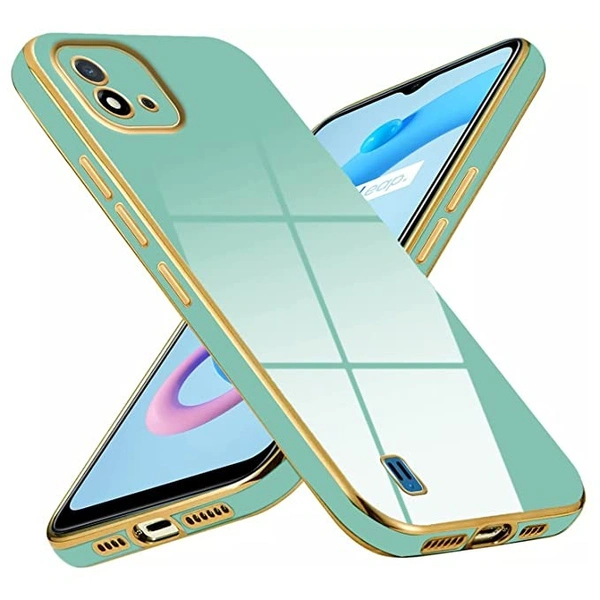 Mr. Case 6D Chrome Back Cover Case for Realme C20 | Realme C11 2021 | (Gold Plated Frame | Glossy Backside -Light Green) - Free Size