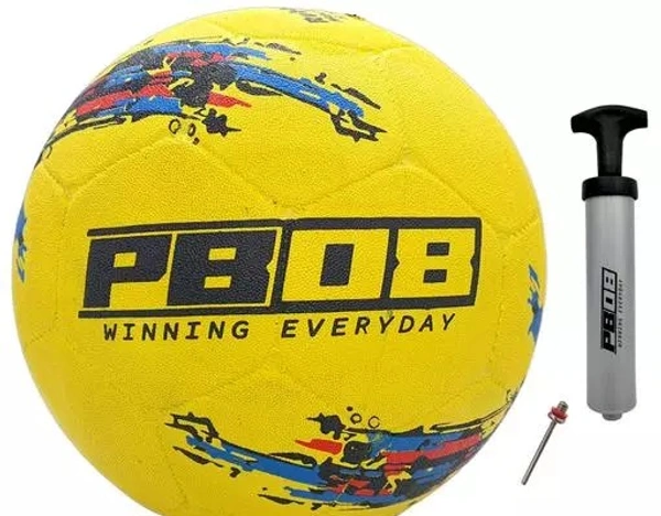 PB08 Rubber Moulded Yellow Color Football with Inflation Needle and Pump, Football Size 5 - 5