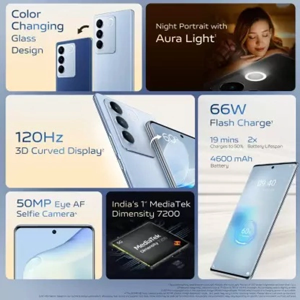 vivo V27 5G (Magic Blue, 128 GB)  (8 GB RAM) - Free Size