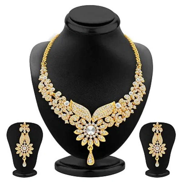 Sukkhi Fabulous Gold Plated Ad Necklace Set For Women - Free Size