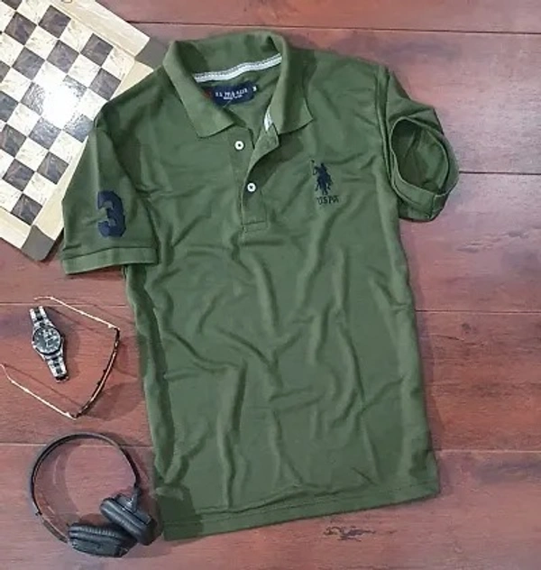 Mens Polycotton Polo Collar T-Shirt - M