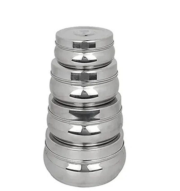 Stainless Steel Belly Food Storage Containers |Set of 4| Kitchen Storage Containers - Free Size