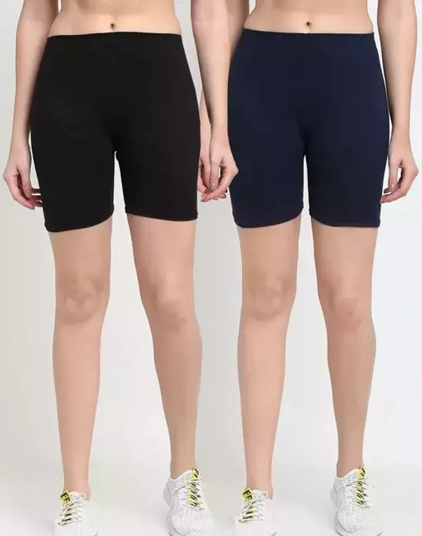 Women Black Navy Four way super commed lycra Cycling Shorts - 44