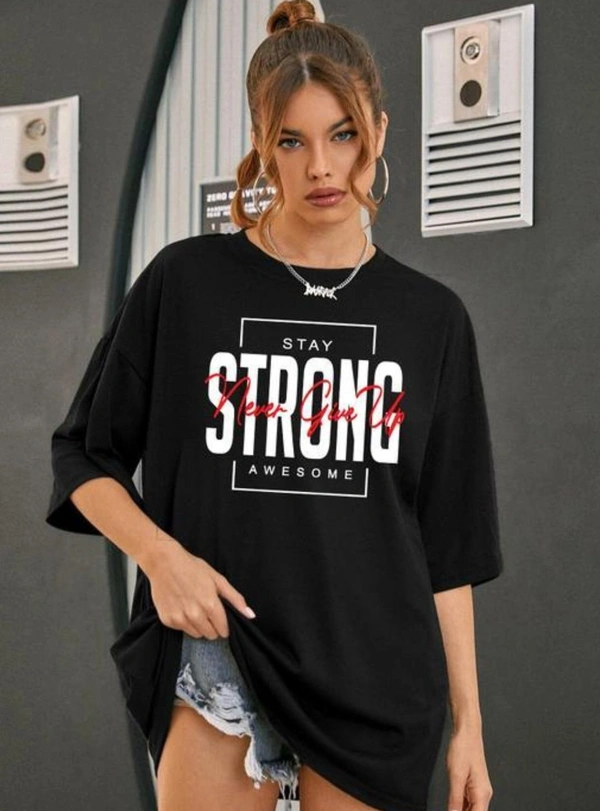 Trendy LEOTUED Cotton blend Printed Oversized T-shirt Women's  - Black, XL, Oversized T-shirt