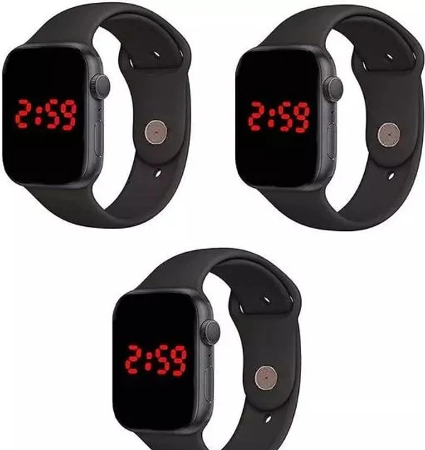 Digital Black LED Watch For Kids and Boys Square Digital Watch For Combo Pack of 3 Black Square Led Digital Watch - For Men & Women - Free Size