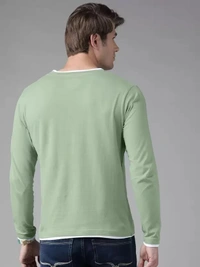 Men Solid Round Neck Light Green T-Shirt - M