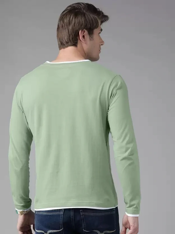 Men Solid Round Neck Light Green T-Shirt - M