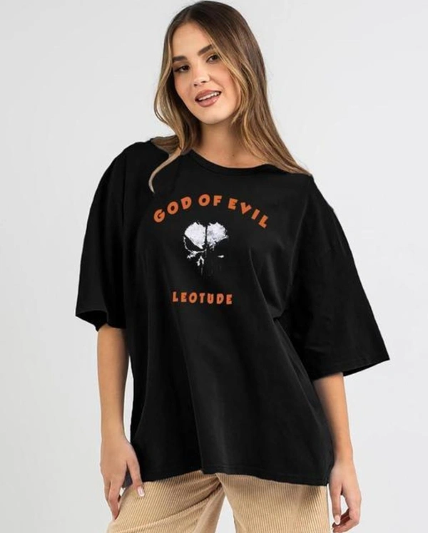 LEOTUED Round Neck Black Back Printed Tshirt  - Xxl