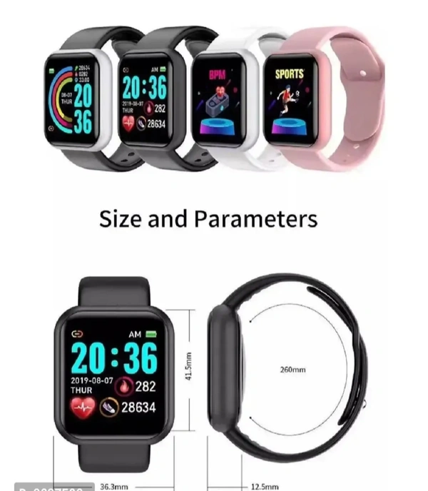 Latest D20 Smart Watch Bluetooth Wireless Watch Fitness Band Tracker - Free Size