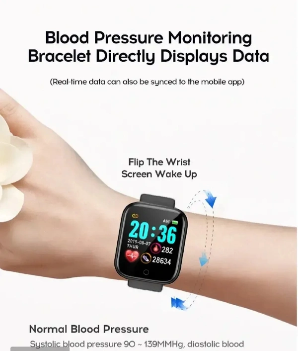 Latest D20 Smart Watch Bluetooth Wireless Watch Fitness Band Tracker - Free Size