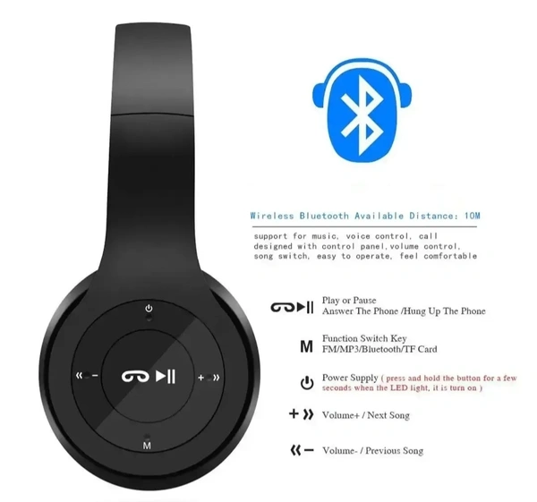Wireless Headphone With Microphone - Free size
