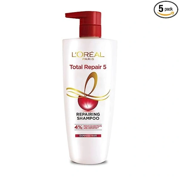 L'Oreal Paris Shampoo, For Damaged and Weak Hair, With Pro-Keratin + Ceramide, Total Repair 5, 1ltr - 1L