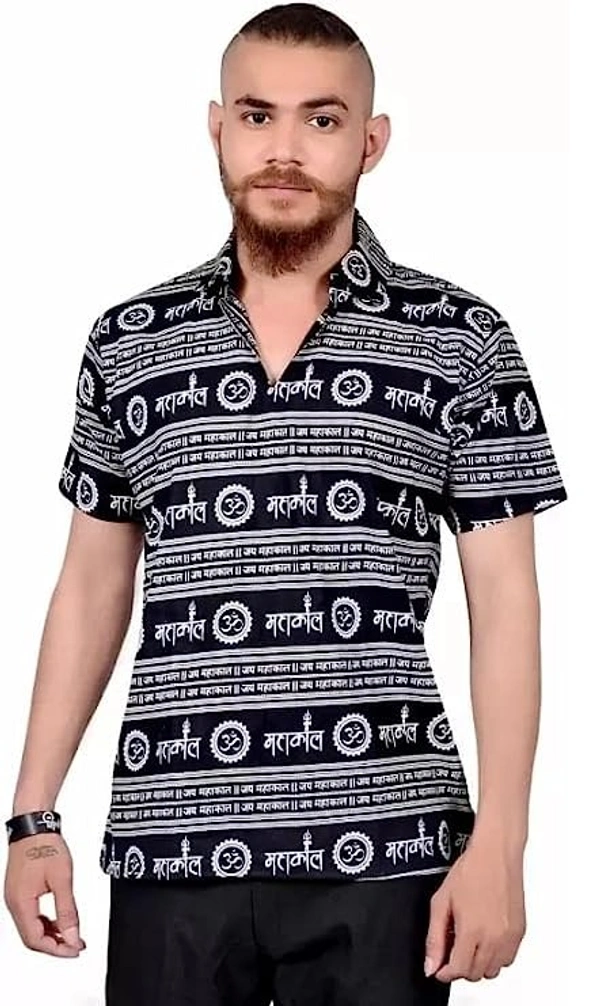 Mahadev Printed Shirt for Men & Women || Printed Shirt for Men || Pure Cotton Devotional Tshirts for Men and Women- Mahakal (Pack of 1) - s