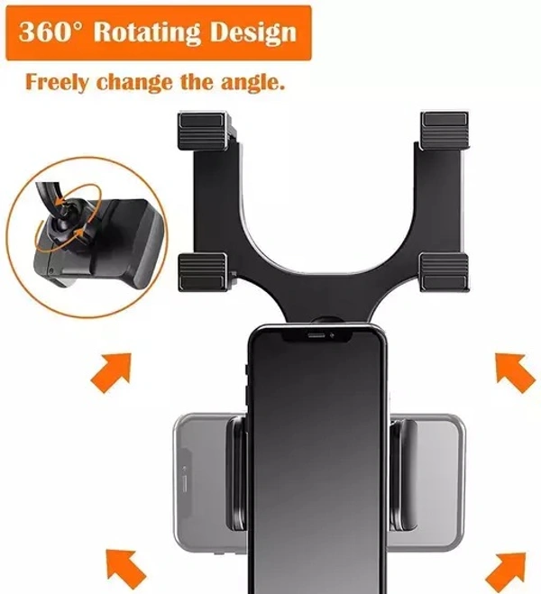 GIRIK 2022 Rearview Mirror Phone Holder for Car, Multifunctional Rearview Mirror Phone Holder, Universal 360° Car Rearview Mirror Mount Stand Holder, GPS Holder Car Phone Stand for All Mobile Phones Car Mobile Holders - Free Size