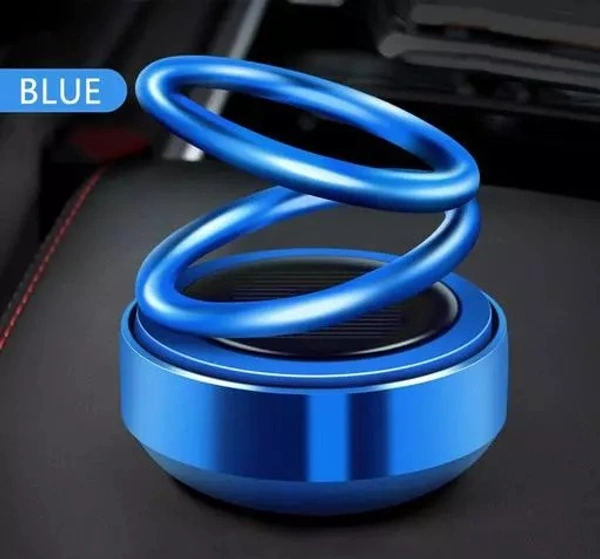 Blue Solar Rotating Ring Car air freshener, Car perfume, Car fragrance, Car accessories,Car diffuser, Solar-powered car air freshener, Car scent, Car deodorizer, Car aroma, Perfume for car, Car air purifier. - Free Size