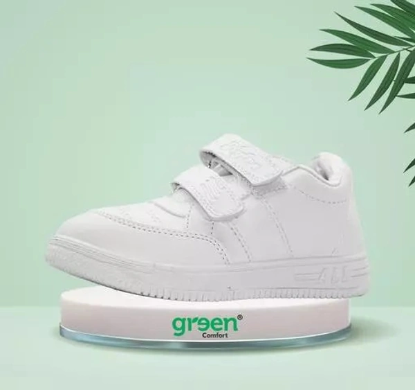 School Shoes Hyfex | White | Green Comfort | Size- 11x5 Size- 11x5 - 3-4years