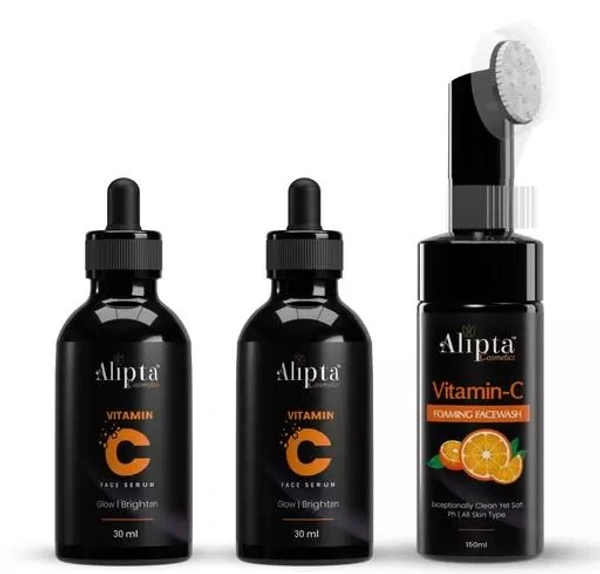 Alipta's Vitamin-C Foaming Facewash + Vitamin-c Serum Men & Women Pack Of 1+2 Combo