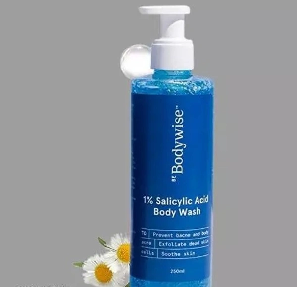 Be Bodywise 1% Salicylic Acid Body Wash 250ml | Paraben & SLS Free | Gentle Exfoliating Shower Gel | Prevents Body Acne, Bumpy Skin & Deep Cleanses Skin