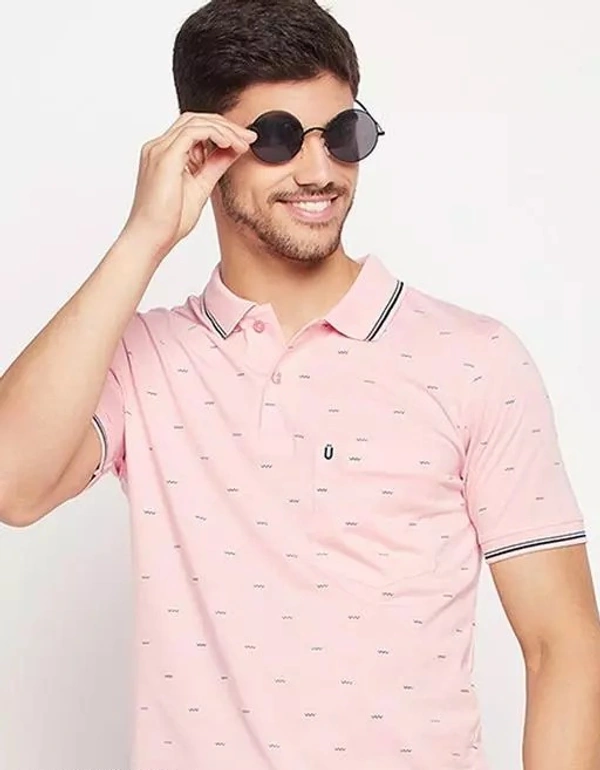 UNIBERRY Men's Cotton Half Sleeves Printed Polo Neck T-shirt