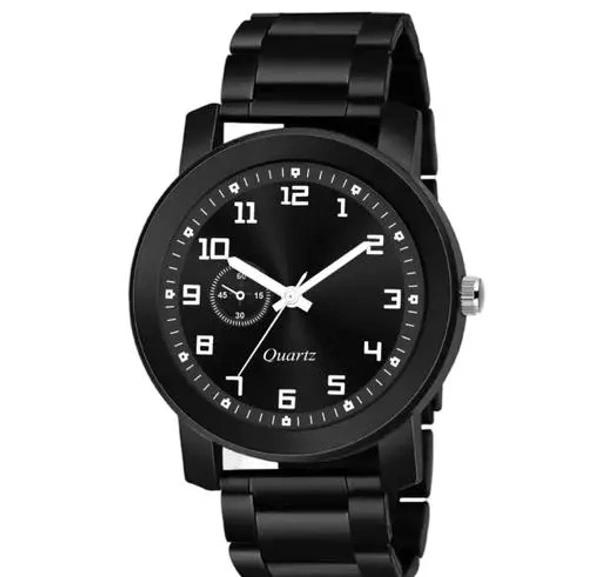 Black PU Belt Sports Analog Watch For Boys Under 200 Black New Model Latest Design Trending Watches For Men