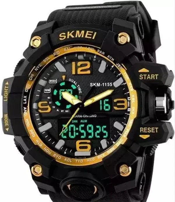 Analog-Digital Gold Men's Skmei Sports Watch - 1155 (Gold)