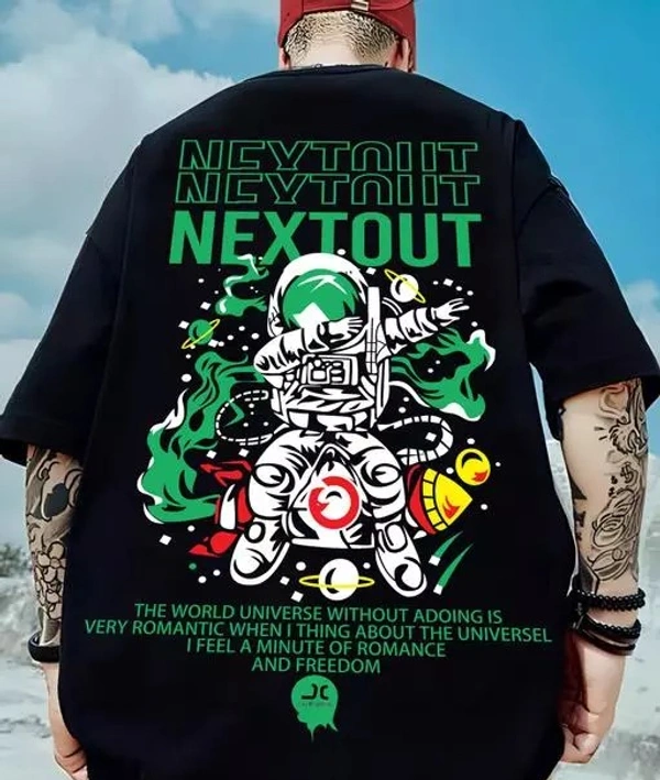 Manlino Mens Oversized Graphic Printed T shirt - S