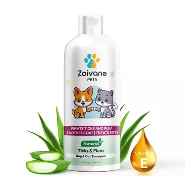Zoivane Pets Dog Shampoo For Tick and Flea 200ml | Dog Shampoo for Labrador, German Shepherd, Golden Retriever | Maintains Overall Skin Health, Nourishing Hair and Shiny Body - pack of 1 - FRAGRANCE : Citronella and Fresh
