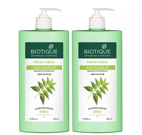 Biotique Neem Margosa Anti Dandruff Shampoo and Conditioner 650ml (Pack of 2)
