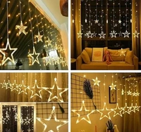 Samar 12 Stars 108 Led Curtain String Lights Window Curtain Lights with 8 Flashing Modes of Decoration for Diwali, Christmas, Wedding, Party, Home, Patio Lawn (Star Warm White) - Free Size