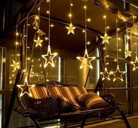 Samar 12 Stars 108 Led Curtain String Lights Window Curtain Lights with 8 Flashing Modes of Decoration for Diwali, Christmas, Wedding, Party, Home, Patio Lawn (Star Warm White) - Free Size